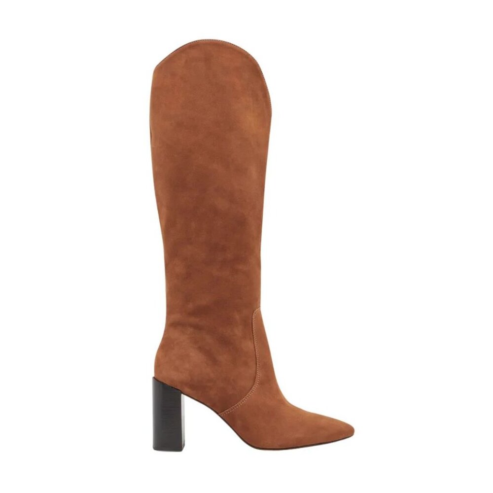 DOLCE VITA Nedi BOOTS Size 6 Brown Suede Pointed Toe Knee High Heel Western NEW